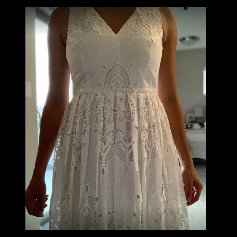 Antonio Melani White Embroidered Eyelet dress